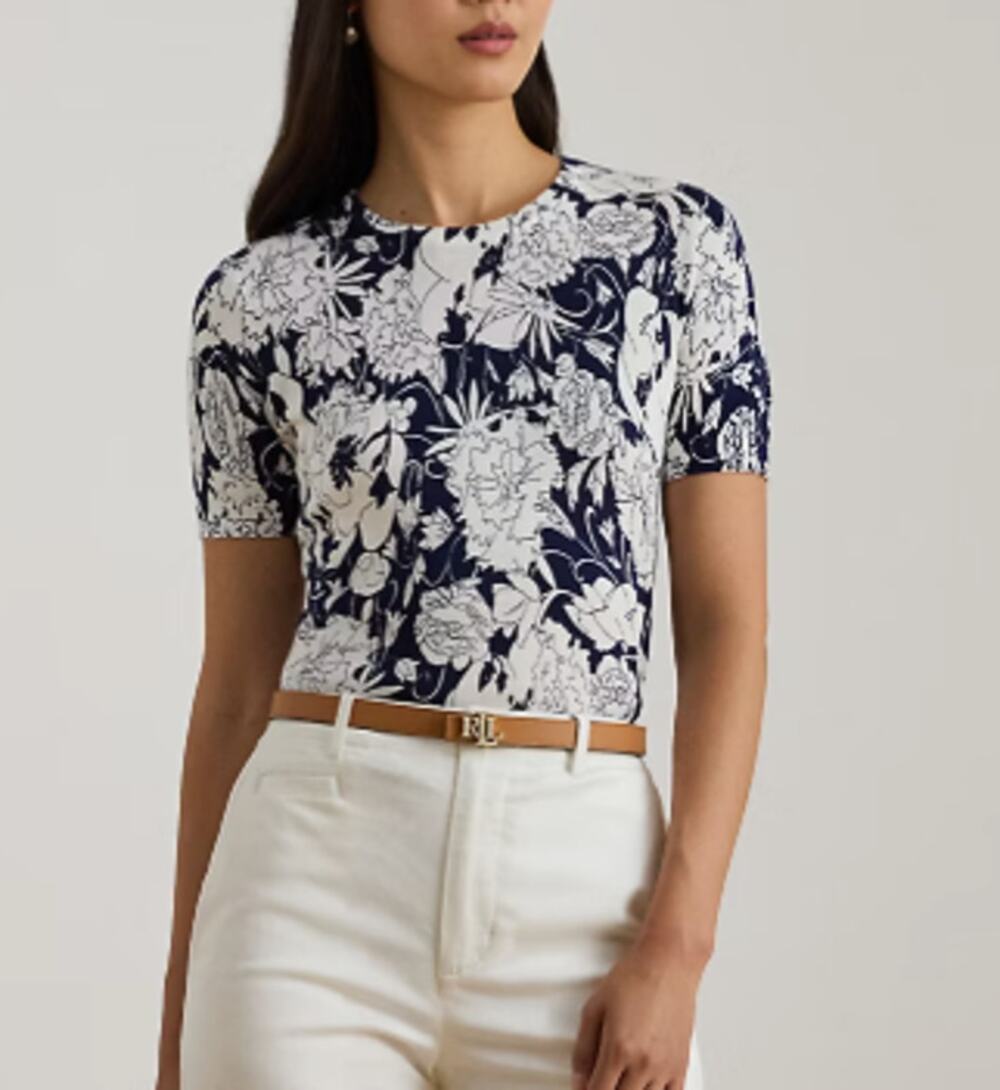 Lauren Ralph Lauren Women's Floral Short-Sleeve Sweater PS